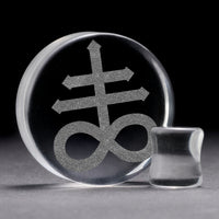Leviathan Cross Plug / Gauge - Clear Glass | Flat Faced Double Flare