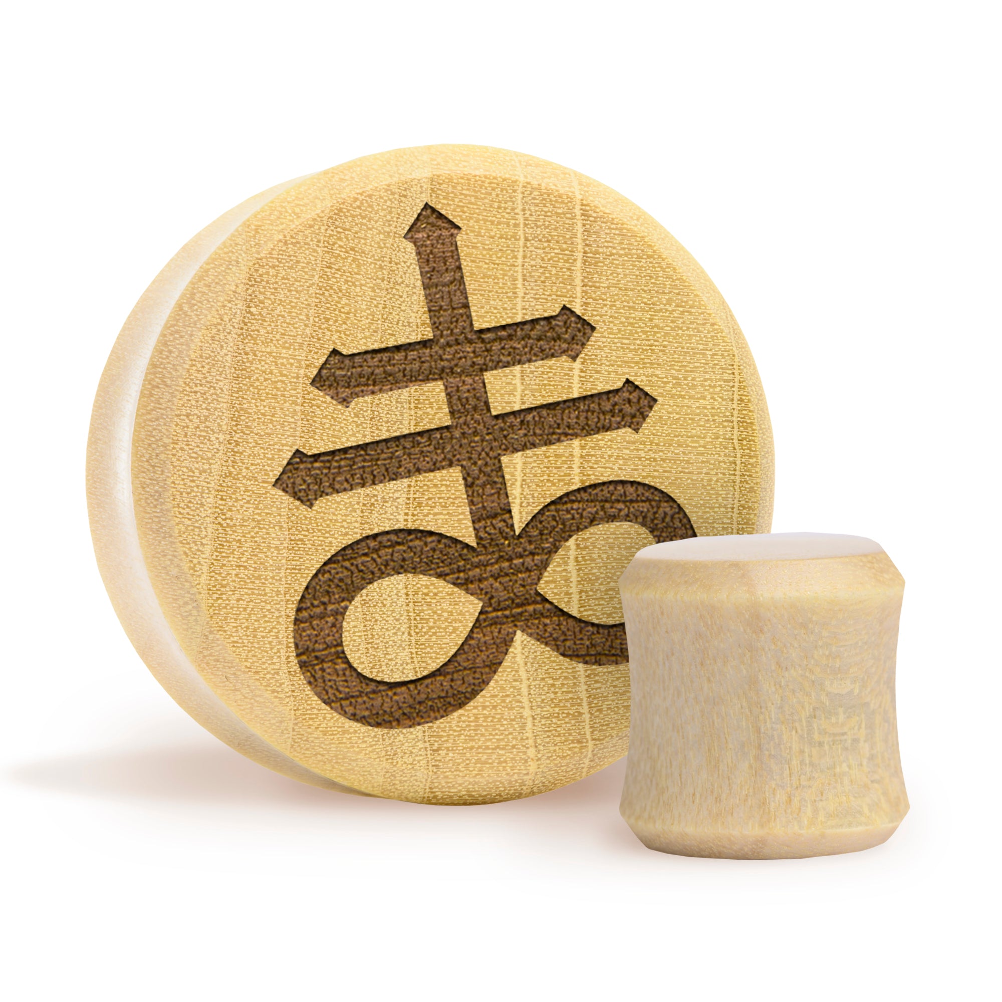 Leviathan Cross Plug / Gauge - Krokodilholz | Doppelaufgeweitet mit flachem Gesicht