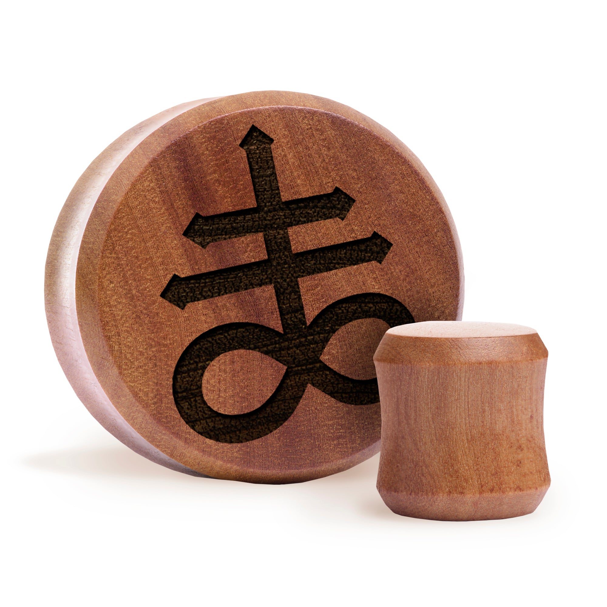 Leviathan Cross Plug / Gauge - Saba Wood | Flat Faced Double Flare