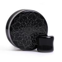 Mandala Plug / Jauge - Verre noir | Double flare à face plate
