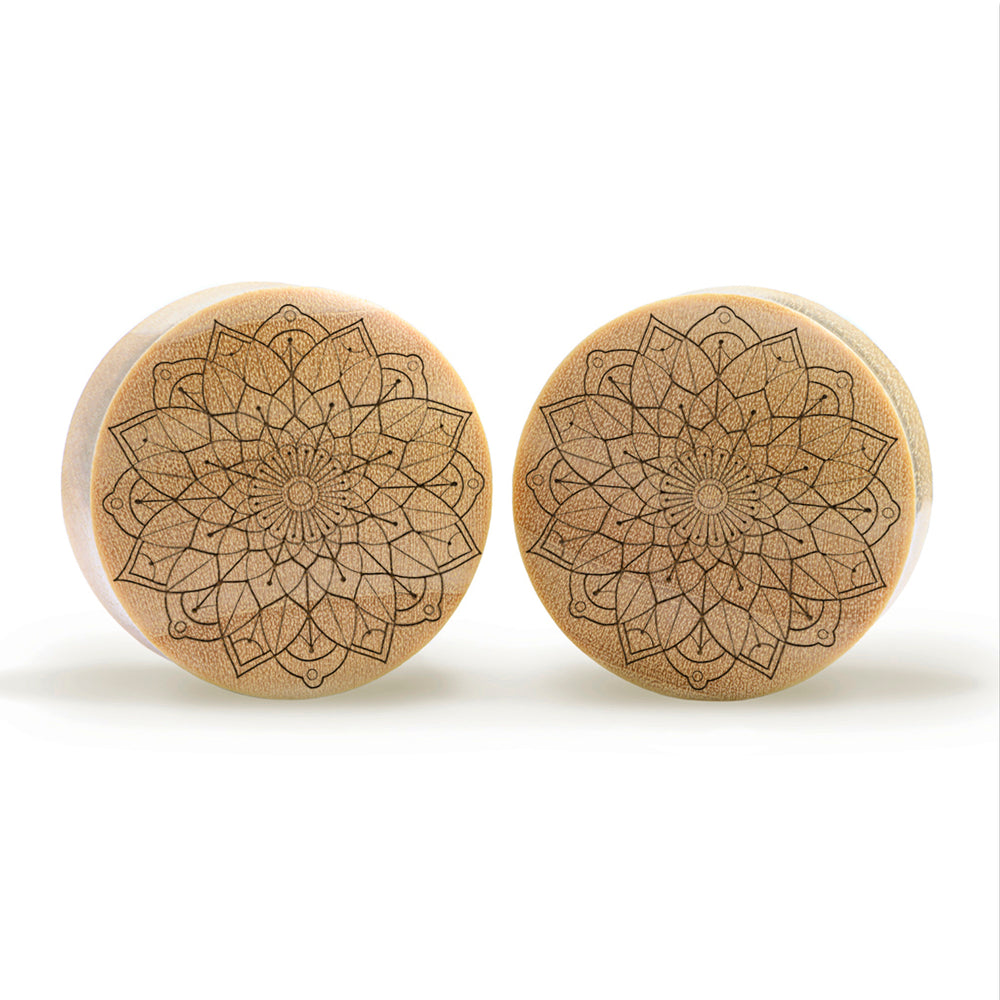 Mandala Plug / Gauge - Crocodile Wood | Convex Double Flare - Lasered To Order In House At Custom Plugs HQ