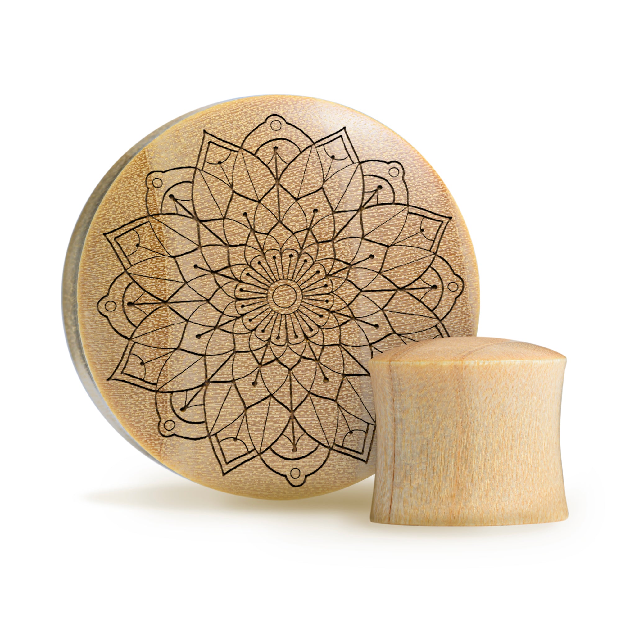 Mandala Plug / Gauge - Krokodilholz | Konvexe Doppelaufgeweitet