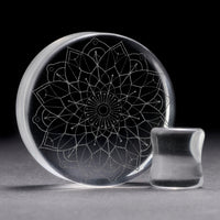 Mandala Plug / Gauge - Clear Glass | Doppelaufgeweitet mit flachem Gesicht