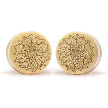 Starburst Mandala Ornamental Tattoo Plug / Gauge - Saba Wood | Convex Double Flare