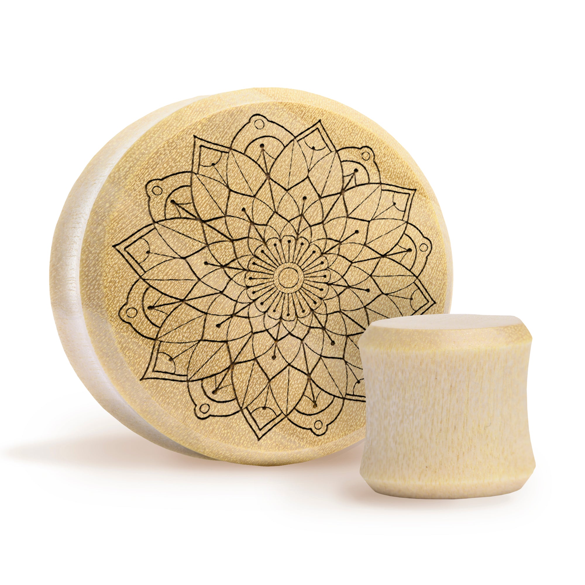 Mandala Plug / Gauge - Crocodile Wood | Flat Faced Double Flare - Lasered To Order In House At Custom Plugs HQ