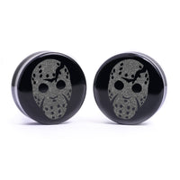 Jason Voorhees Plug / Jauge - Verre noir | Double flare à face plate