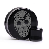 Jason Voorhees Plug / Jauge - Verre noir | Double flare à face plate