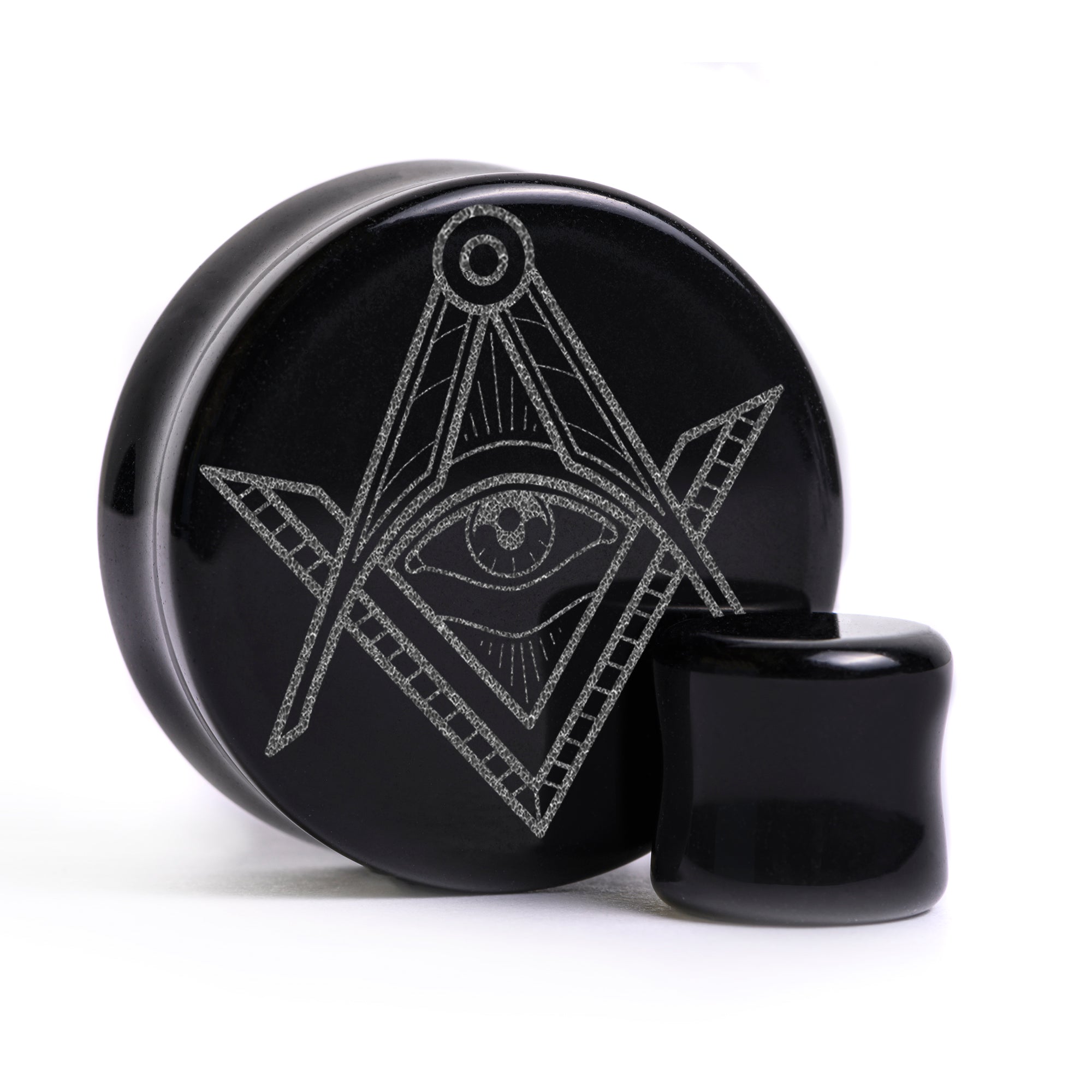 Illuminati Plug / Gauge - Black Glass | Flat Faced Double Flare