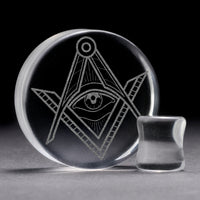 Illuminati Plug / Gauge - Clear Glass | Flat Faced Double Flare - Lasered To Order In House At Custom Plugs HQ