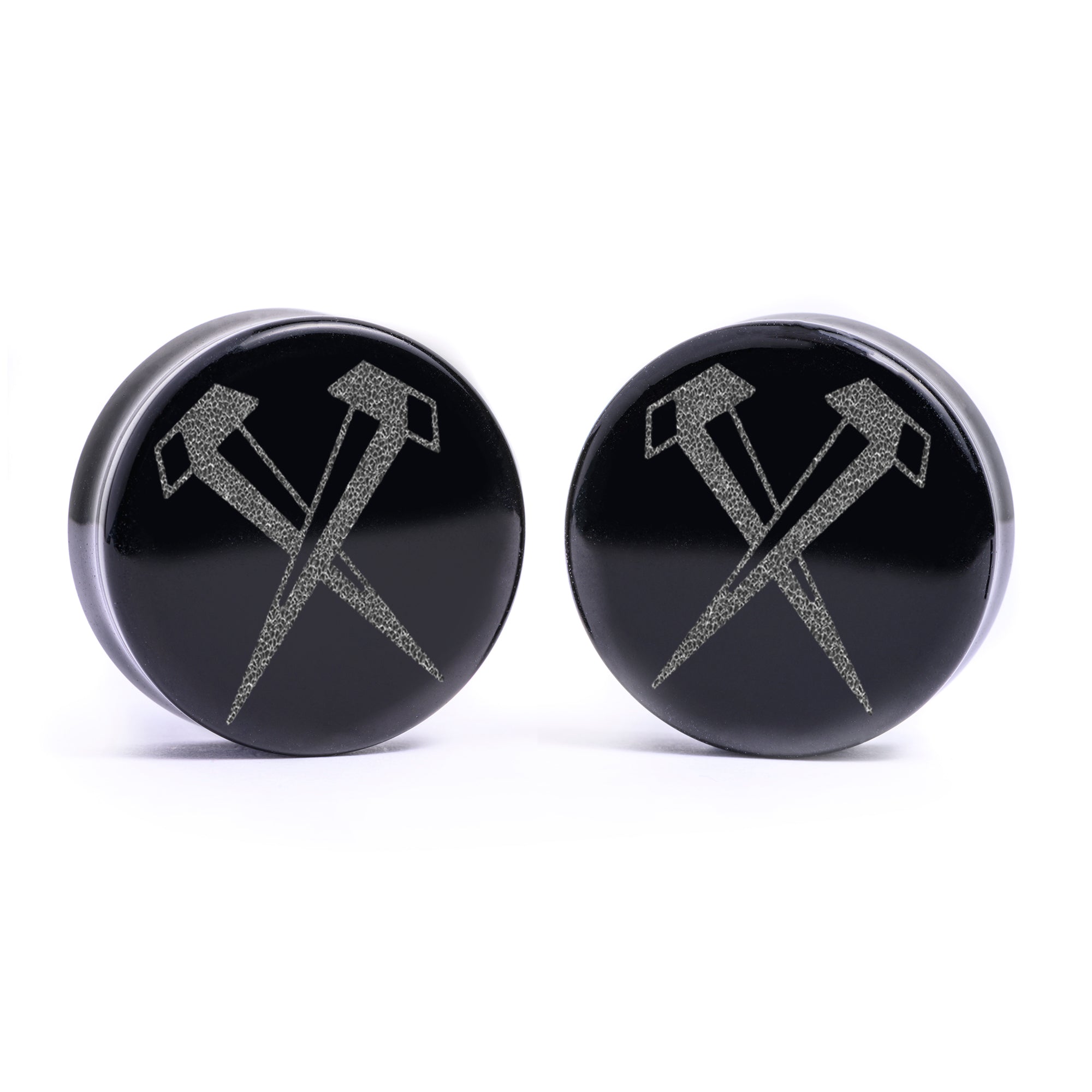 Shark Plug / Gauge - Teardrop Black Glass | Flat Faced Double Flare