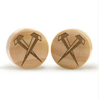 Nails Plug / Gauge - Crocodile Wood | Convex Double Flare