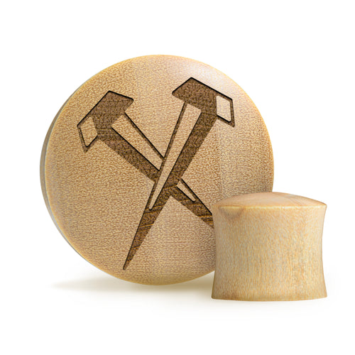 Nails Plug / Gauge - Crocodile Wood | Convex Double Flare