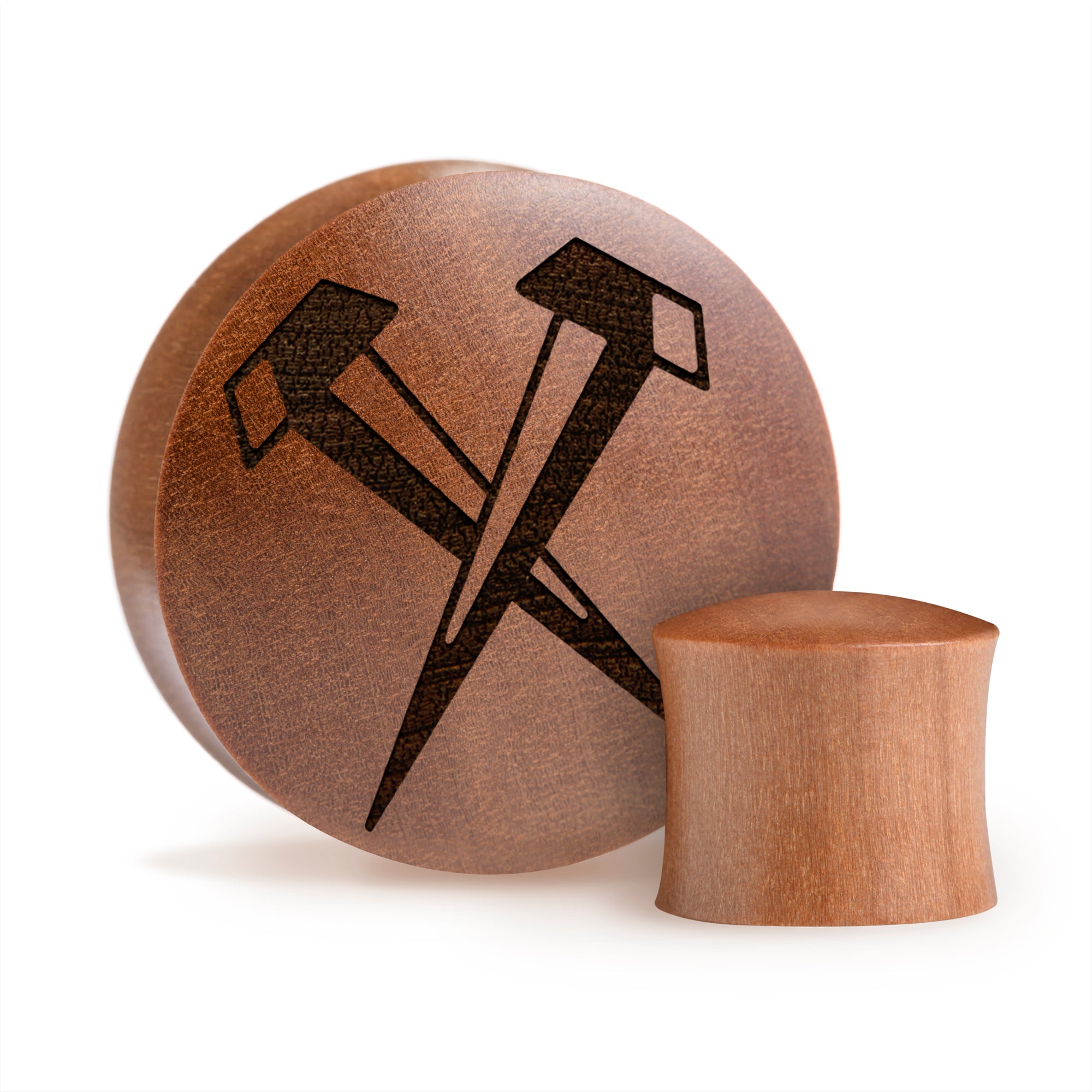 Nägel Plug / gauge - Saba Wood | Konvexe Doppelaufgeweitet