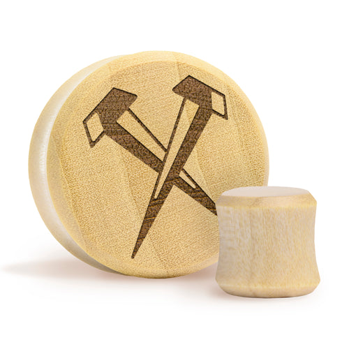 Nails Plug / Gauge - Crocodile Wood | Flat Faced Double Flare