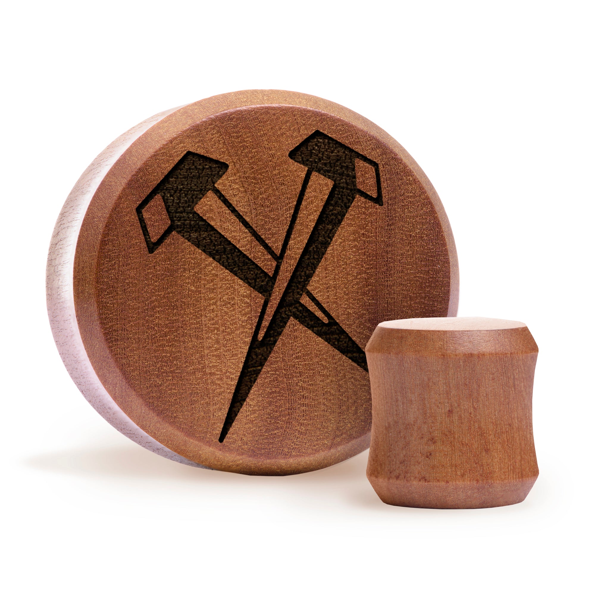 Nails Plug / Gauge - Saba Wood | Flat Faced Double Flare - Lasered To Order In House At Custom Plugs HQ