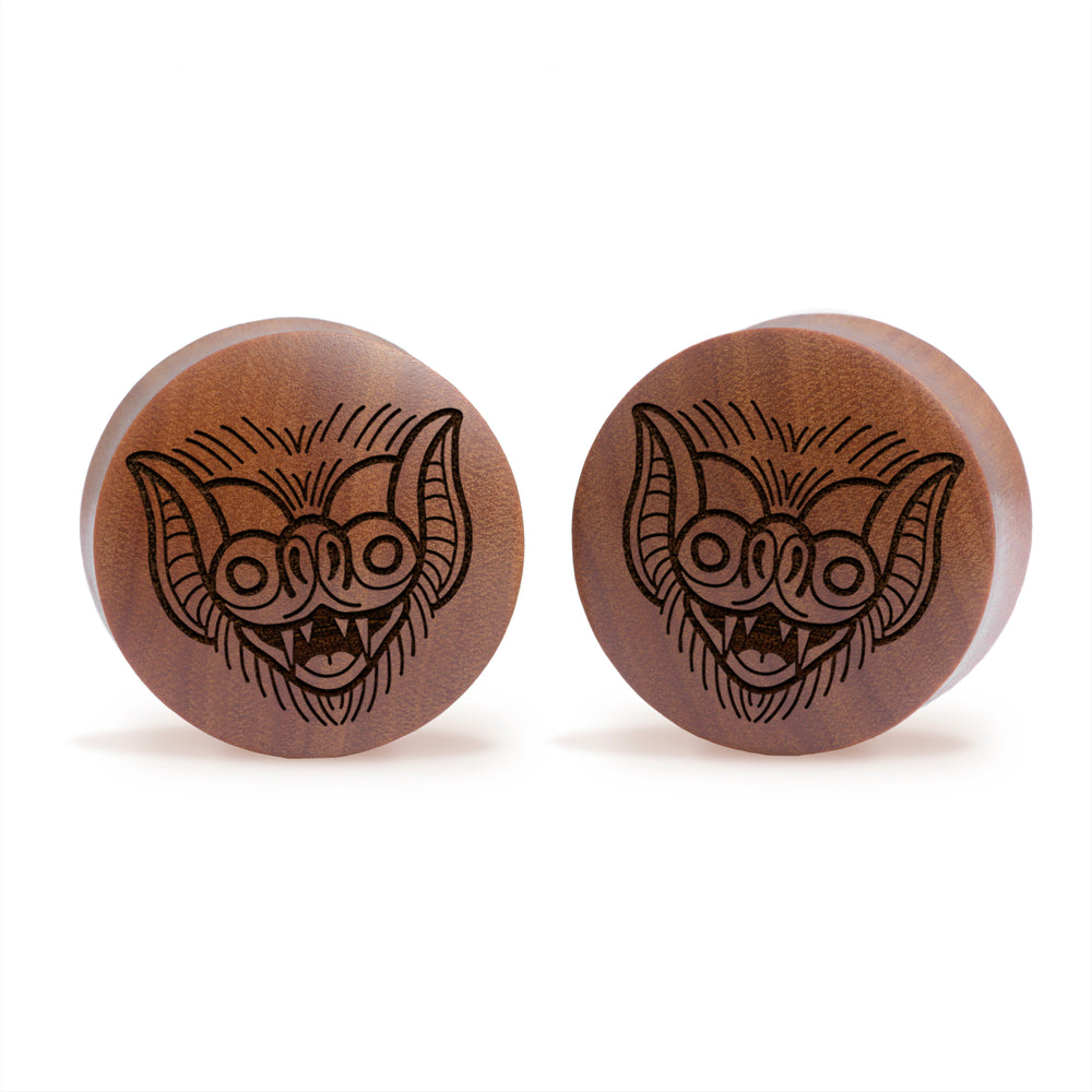 Night Vision Plug / Gauge - Saba Wood | Convex Double Flare - Lasered To Order In House At Custom Plugs HQ