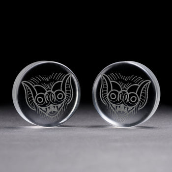 Seigaiha Muster Plug / Gauge - Clear Glass | Doppelaufgeweitet mit flachem Gesicht