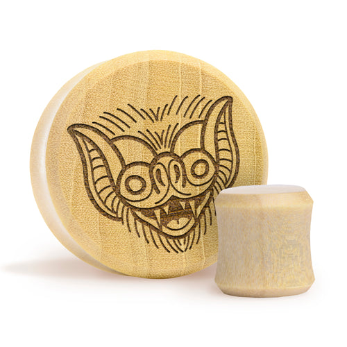 Night Vision Plug / Gauge - Crocodile Wood | Flat Faced Double Flare