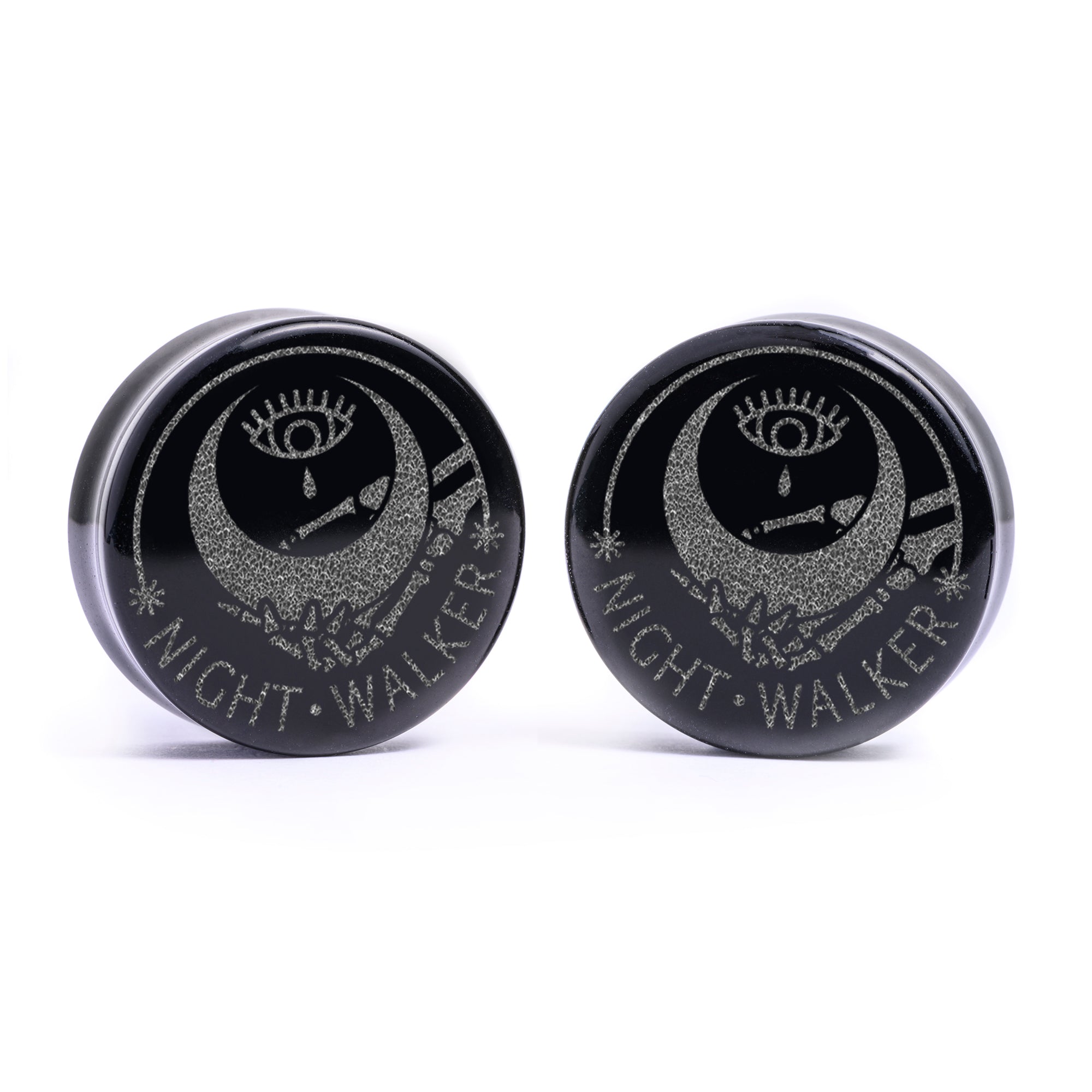 Kitsune Fox Mask Plug / Gauge - Black Glass | Flat Faced Double Flare