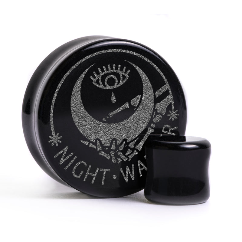 Plug Moon Walker Nocturne / Gauge - Verre noir | Double flare à face plate