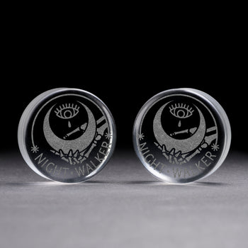 Night Walker Moon Plug / gauge - klares Glas | Doppelaufgeweitet mit flachem Gesicht