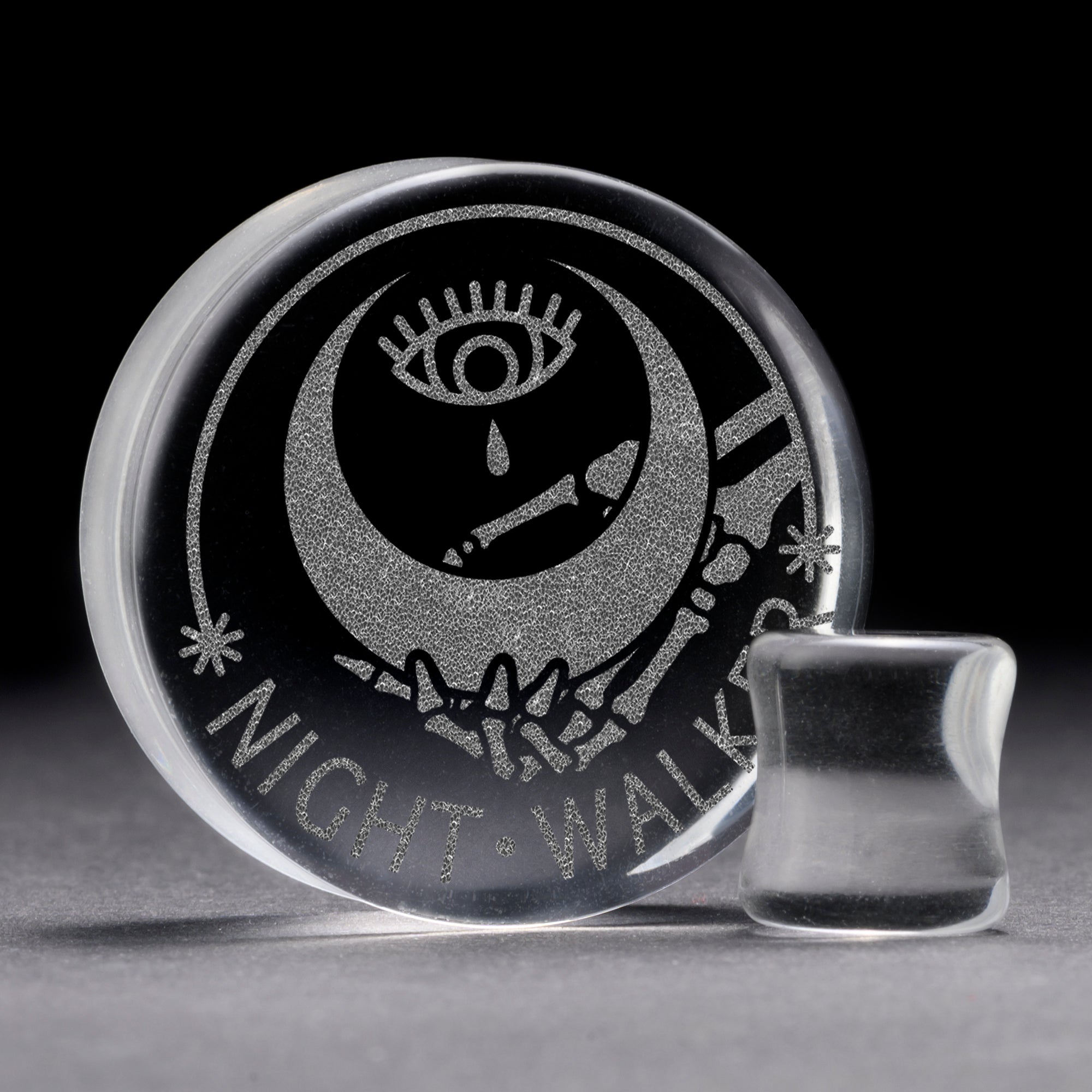 Night Walker Moon Plug / Gauge - Clear Glass | Flat Faced Double Flare