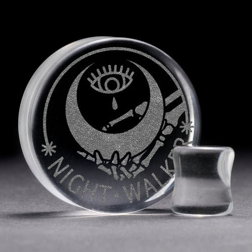 Night Walker Moon Plug / gauge - klares Glas | Doppelaufgeweitet mit flachem Gesicht