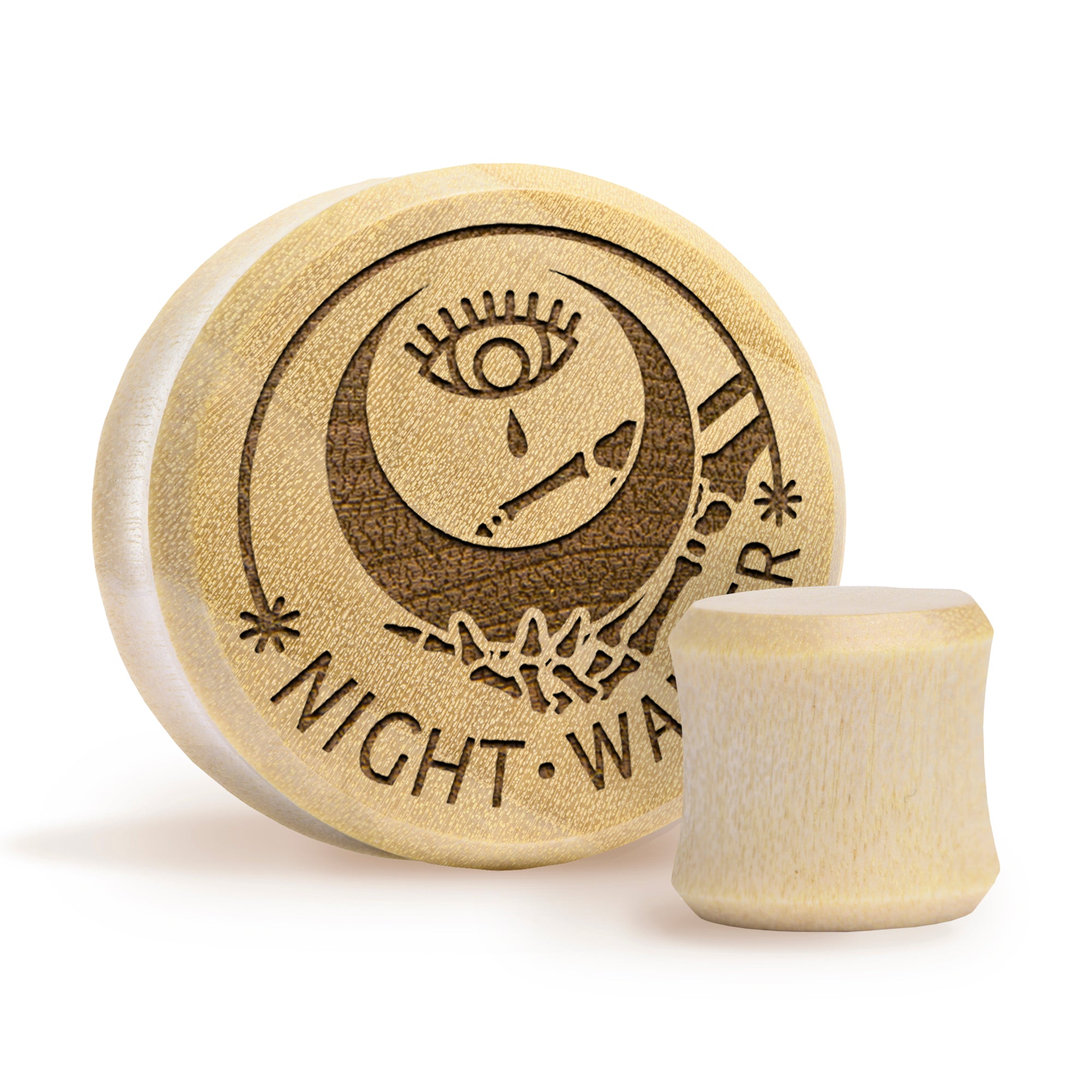 Night Walker Moon Plug / Gauge - Krokodilholz | Doppelaufgeweitet mit flachem Gesicht
