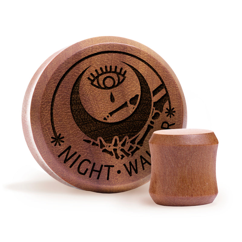 Plug Moon Night Walker / Gauge - Bois de Saba | Double flare à face plate