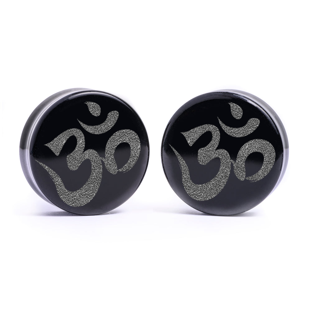 Ohm Plug / Gauge - Schwarzes Glas | Doppelaufgeweitet mit flachem Gesicht
