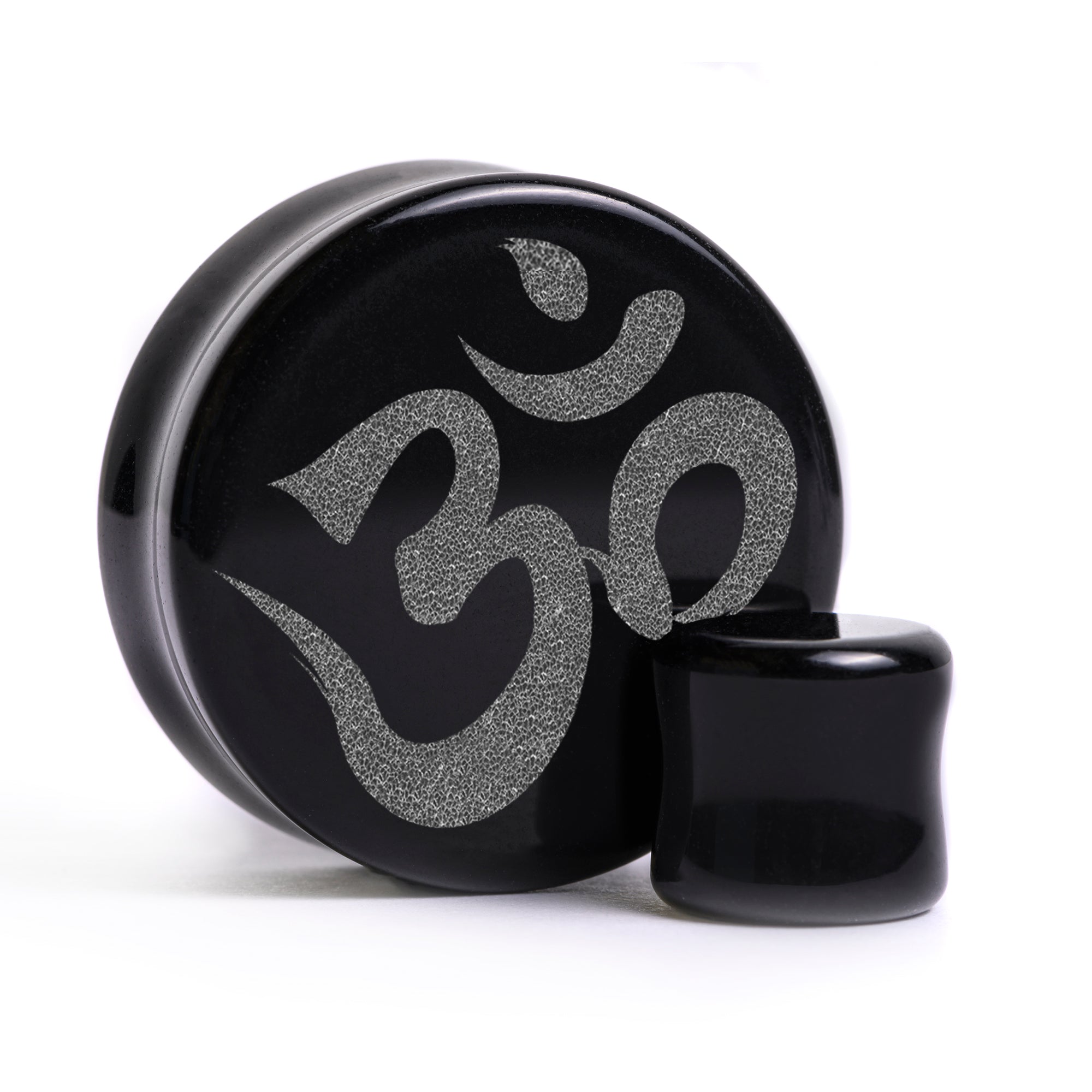 Ohm Plug / Gauge - Schwarzes Glas | Doppelaufgeweitet mit flachem Gesicht
