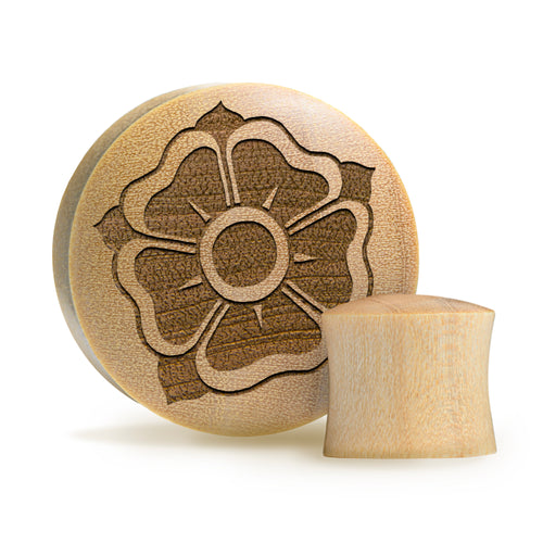 Old School Flower Plug / Gauge - Crocodile Wood | Convex Double Flare