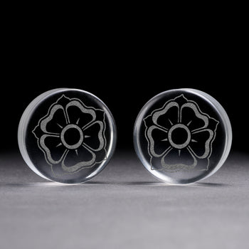 Linienmandala Zierstattoo Plug / gauge - Schwarzes Glas | Doppelaufgeweitet mit flachem Gesicht