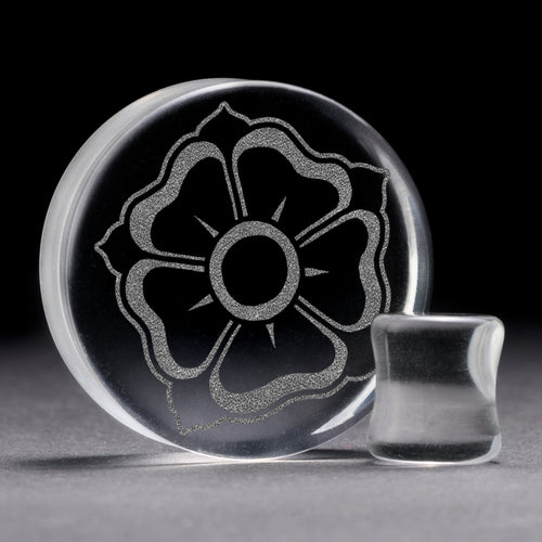 Alte Schule Blumenplug / gauge - klares Glas | Doppelaufgeweitet mit flachem Gesicht