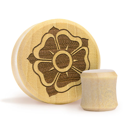Old School Flower Plug / Gauge - Crocodile Wood | Flat Faced Double Flare