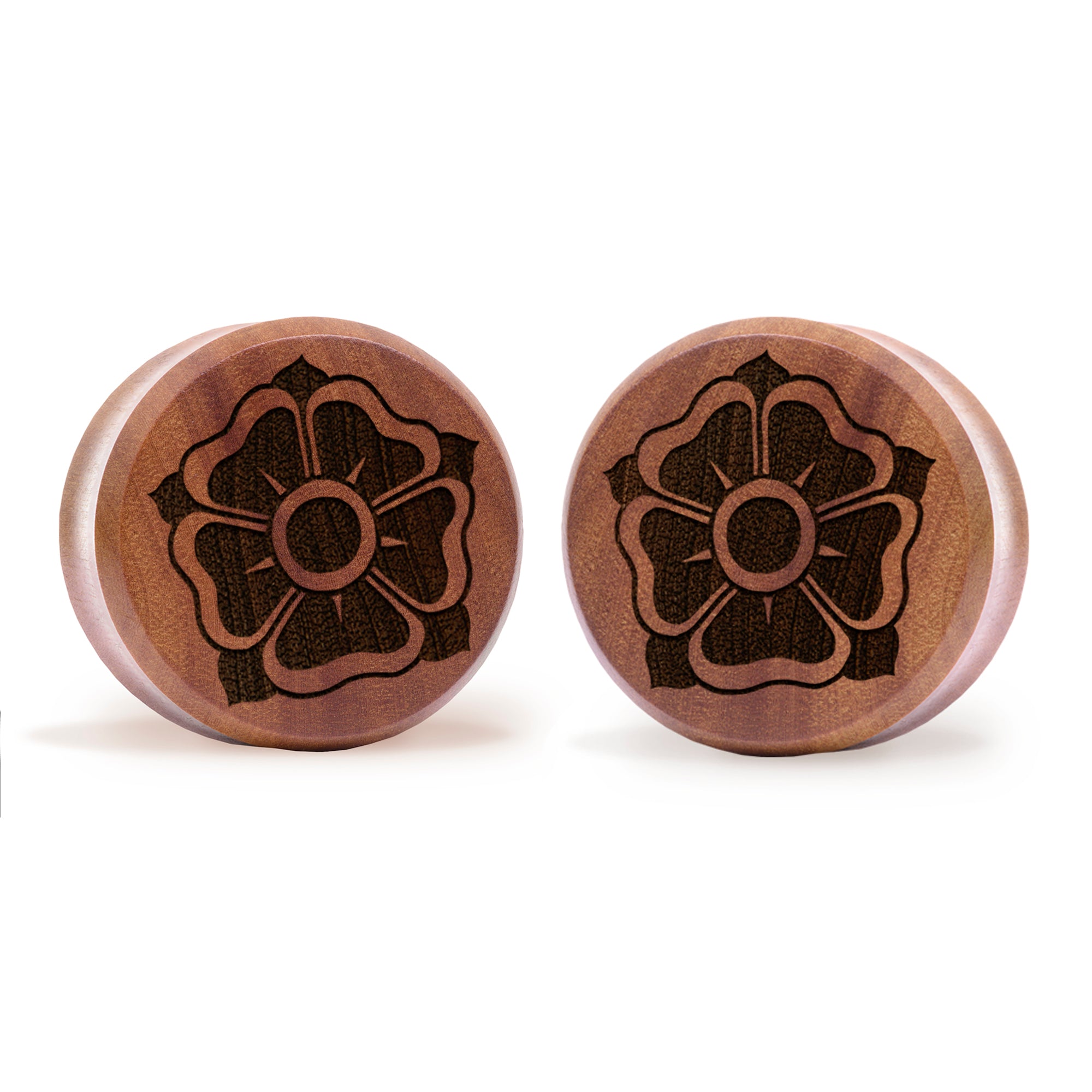 Old School Flower Plug / Gauge - Saba Wood | Flat Faced Double Flare
