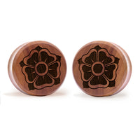 Plug fleur old school / gauge - bois de Saba | double flare à face plate