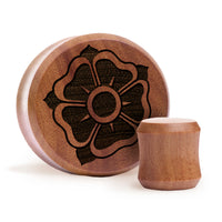 Plug fleur old school / gauge - bois de Saba | double flare à face plate