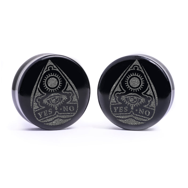 Ouija Planchette Plug / Calibre - Verre noir | Double évasement à face plate