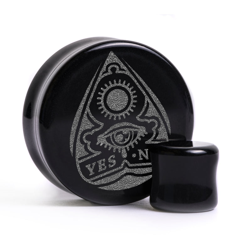 Ouija Planchette Plug / Calibre - Verre noir | Double évasement à face plate