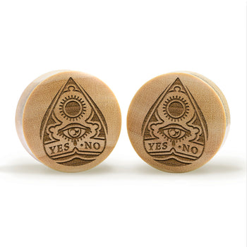 Ouija Planchette Plug / Gauge - Teardrop Clear Glass | Flat Faced Double Flare