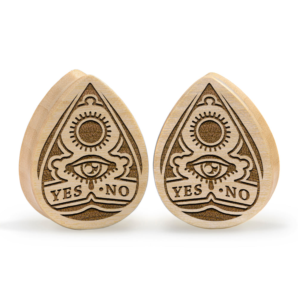 Ouija Planchette Plug / Gauge - Tränenkrokodilholz | Doppelaufgeweitet mit flachem Gesicht