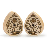 Ouija Planchette Plug / Gauge - Tränenkrokodilholz | Doppelaufgeweitet mit flachem Gesicht