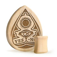 Ouija Planchette Plug / Gauge - Teardrop Crocodile Wood | Flat Faced Double Flare - Lasered To Order In House At Custom Plugs HQ