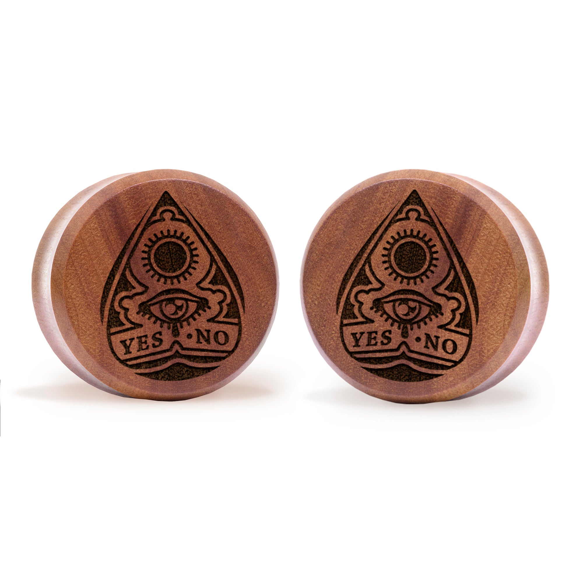 Ouija Planchette Plug / Gauge - Saba Wood | Doppelaufgeweitet mit flachem Gesicht