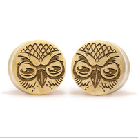 Owl Plug / Gauge - Crocodile Wood | Flat Faced Double Flare - Lasered To Order In House At Custom Plugs HQ