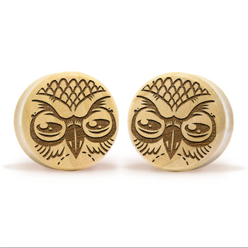 Owl Plug / Gauge - Crocodile Wood | Flat Faced Double Flare
