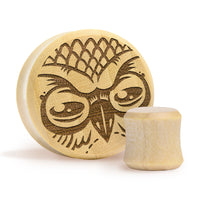Owl Plug / Gauge - Crocodile Wood | Flat Faced Double Flare - Lasered To Order In House At Custom Plugs HQ