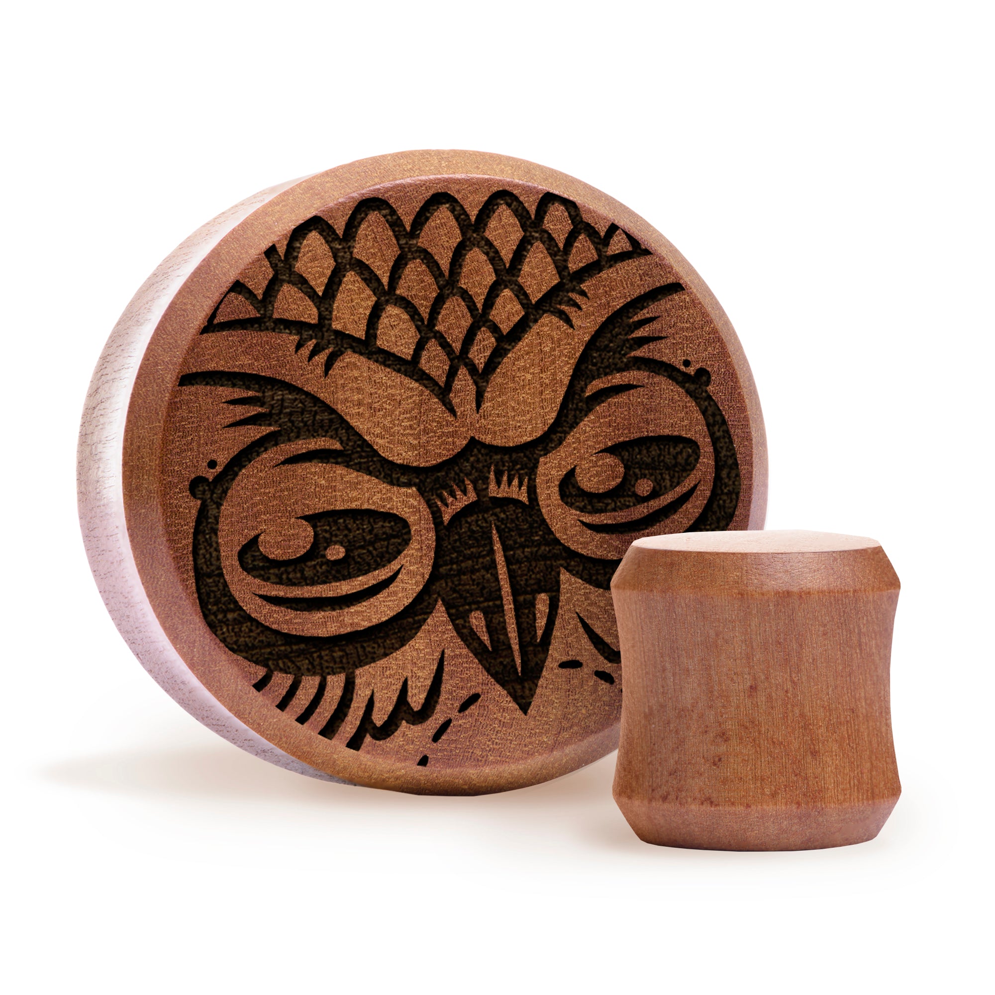 Eulenplug / gauge - Saba Wood | Doppelaufgeweitet mit flachem Gesicht