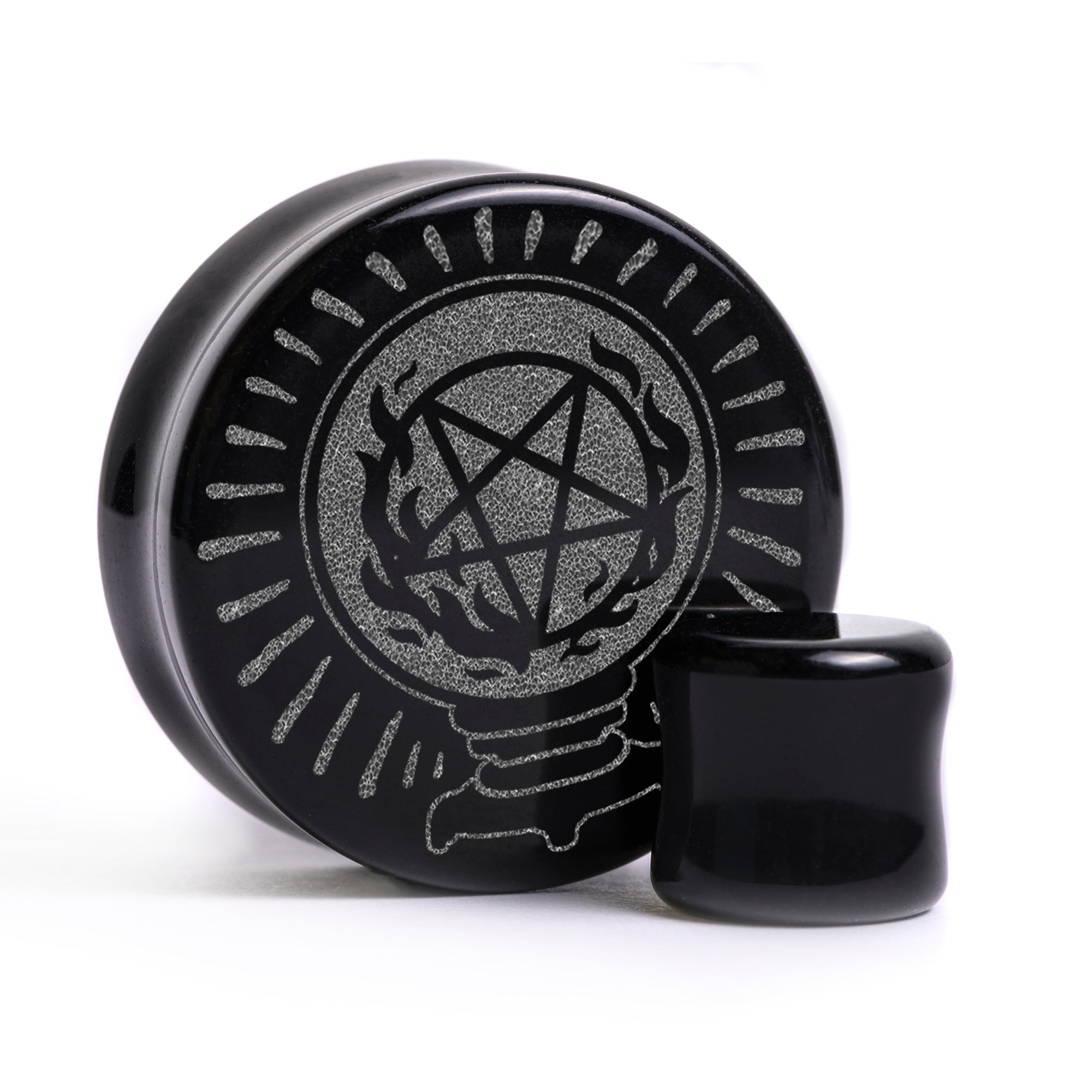 Crystal Ball Plug / Gauge - Black Glass | Flat Faced Double Flare